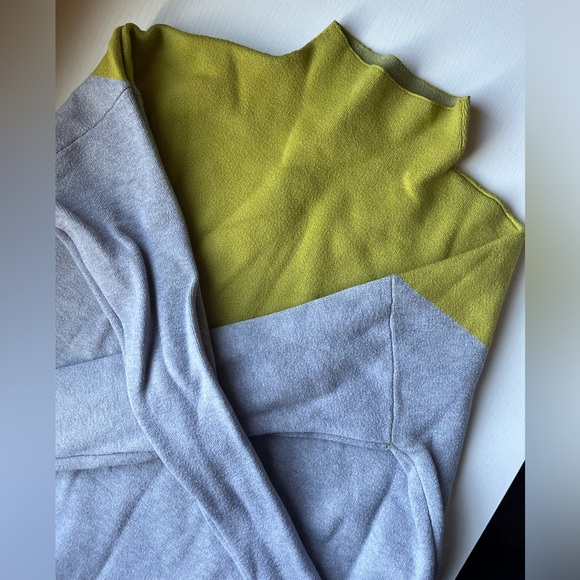 Color block high neck/Turtle neck Sweater lime/grey - Picture 2 of 7